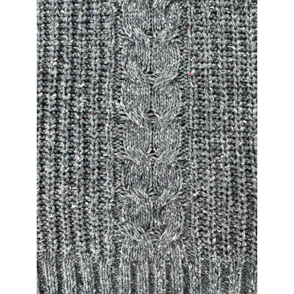 PrAna Womens Gray Cableknit Sweater Wool Blend Mock Neck 1/4 Zip M Cabincore - Picture 8 of 11